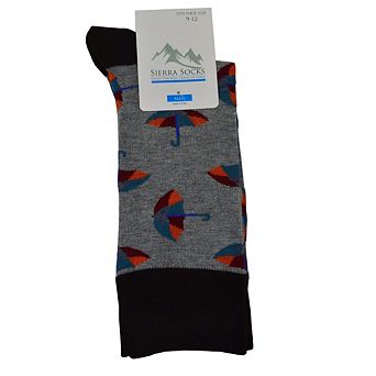 Men Crew Socks with Colorful Umbrella Design