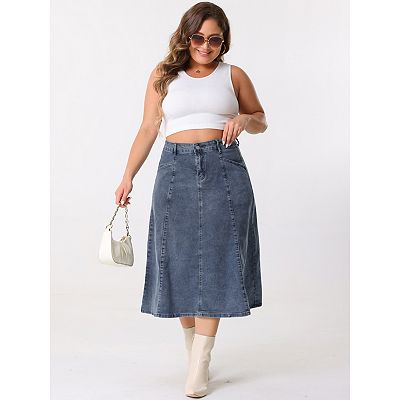 Plus size jean skirts vintage hotsell