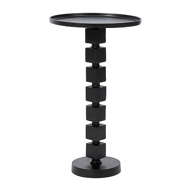 26"h Black Aluminum Stacked Disc Accent Table With Twisted Pedestal Base For Modern Living Room