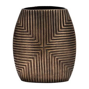 12" Ribbed Metal Vase - Contemporary Bronze/copper Aluminum Decorative Table Vase For Home, Office