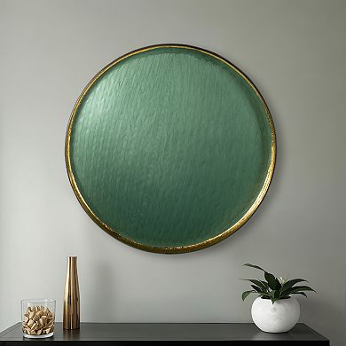 29" Iron Circle Wall Deco, Blue Finish, Decorative Metal Wall Art For Living Room, Bedroom, Office