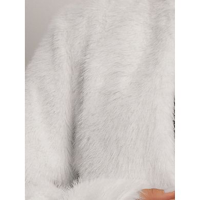 Women's Plus Size Faux Fur Jacket Long Sleeve Open Front Winter Warm Shaggy Parka Coat