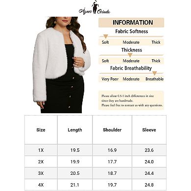 Women's Plus Size Faux Fur Jacket Long Sleeve Open Front Winter Warm Shaggy Parka Coat