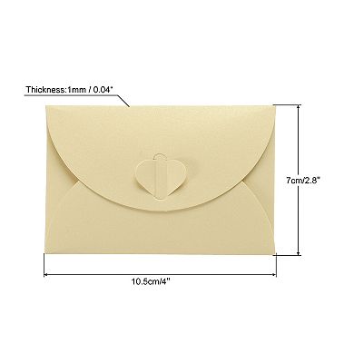 Mini Envelopes, Heart Clasp Tiny Items Storage Cute Present Card Holder For Wedding Greeting Party