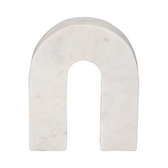 7" Marble Horseshoe Decor - Contemporary White Arched Decorative Horseshoe Sculpture For Home