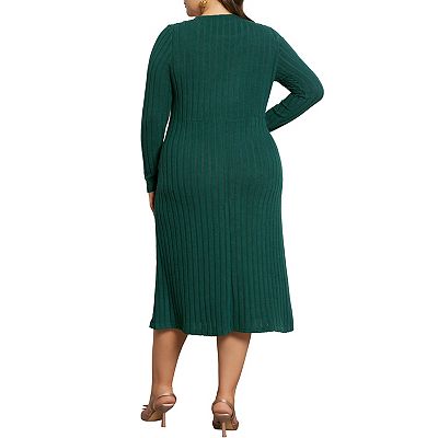 knee length dresses for ladies Black Peephole Knit Dress main image 0