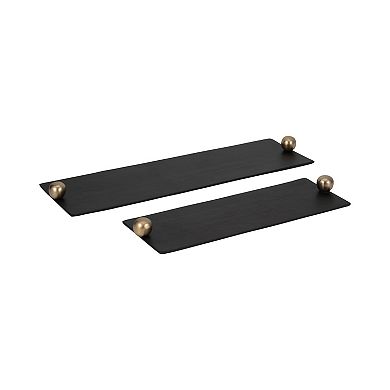 Sagebrook Home Aluminum Flat Trays Gold Knob Handles, Set Of 2, Elegant 24/18 Inch Serving Platters