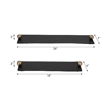 Sagebrook Home Aluminum Flat Trays Gold Knob Handles, Set Of 2, Elegant 24/18 Inch Serving Platters