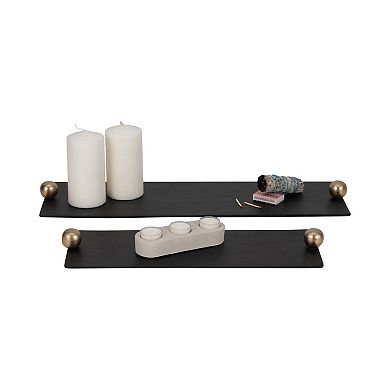 Sagebrook Home Aluminum Flat Trays Gold Knob Handles, Set Of 2, Elegant 24/18 Inch Serving Platters