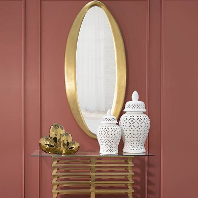 24" White Temple Jar - Ceramic Daisy Cut-out Classic Contemporary Decorative Jar Accent Simple White