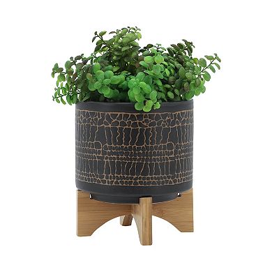 8" Planter - Glazed Black Contemporary Ceramic Planter For Indoor Plants And Outdoor Plants