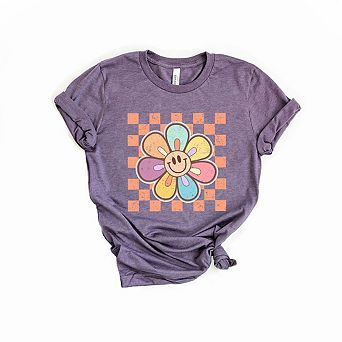 Checkered Daisy Short Sleeve Graphic Tee