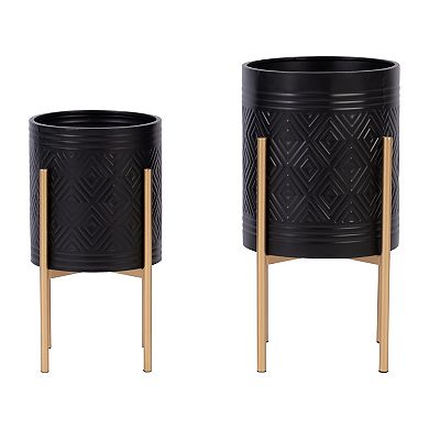 Sagebrook Home Iron Planters on Stands, Set of 2 - Elevate Your Greenery