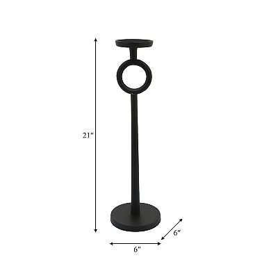 21" Metal Candle Holder - Contemporary Black Aluminum Narrow Candle Holder For Home
