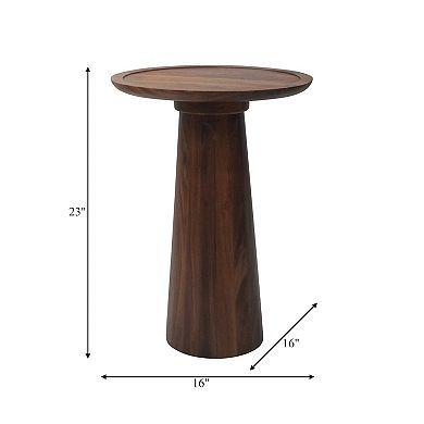 23"h Acacia Wood Pillar-shaped Pedestal Abstract Side Table In Light Brown Finish, Accent Table