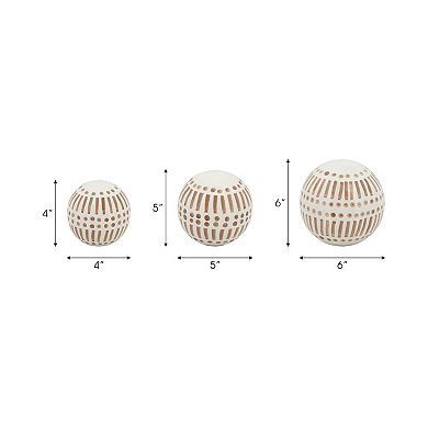 Sagebrook Home Neutral Modern Line Design Decorative Orb Set Of 3