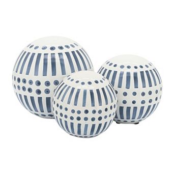 Sagebrook Home Neutral Modern Line Design Decorative Orb Set Of 3