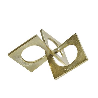 Sagebrook Home Modern 9" Metal Sculpture Decor Linked Square Design Abstract Style