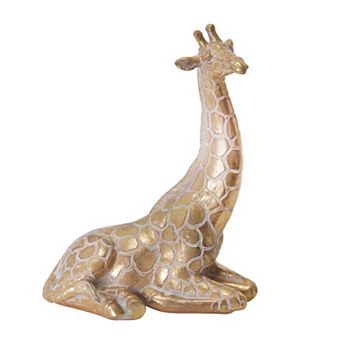 10" Sitting Giraffe Sculpture - Contemporary Polyresin Metallic Gold Safari Decorative Table Accent