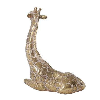 10" Sitting Giraffe Sculpture - Contemporary Polyresin Metallic Gold Safari Decorative Table Accent