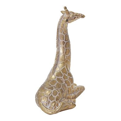 10" Sitting Giraffe Sculpture - Contemporary Polyresin Metallic Gold Safari Decorative Table Accent