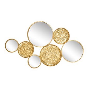 39" Decorative Mirrored Wall Decor - Contemporary Round Gold Circle Decorative Wall Art