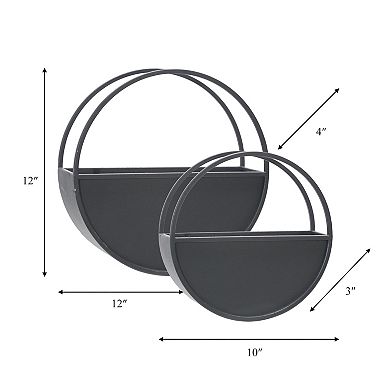 Set Of 2 Metal Round Wall Planters - Black Iron Plant Holders For Indoor Plants Modern Transitional