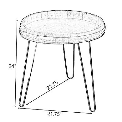 Wooden Wine Barrel Head End Table Accent Table