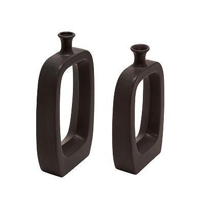 14" Ceramic Vase - Black Creative Contemporary Cut-out Vase For Decorative Home Table Decor
