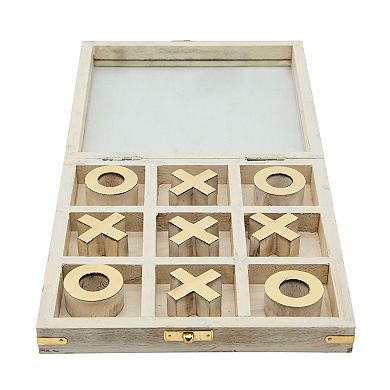 8" X 8" Wooden Tic-tac-toe Board - Contemporary Decorative Tic Tac Toe Game In Case Accent For Home