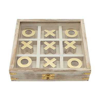 8" X 8" Wooden Tic-tac-toe Board - Contemporary Decorative Tic Tac Toe Game In Case Accent For Home