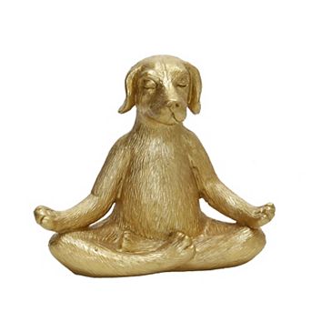 Sagebrook Home Gold Polyresin 7" Yoga Dog Figurine For Serene Decor