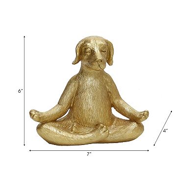 Sagebrook Home Gold Polyresin 7" Yoga Dog Figurine For Serene Decor