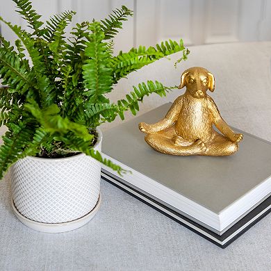 Sagebrook Home Gold Polyresin 7" Yoga Dog Figurine For Serene Decor