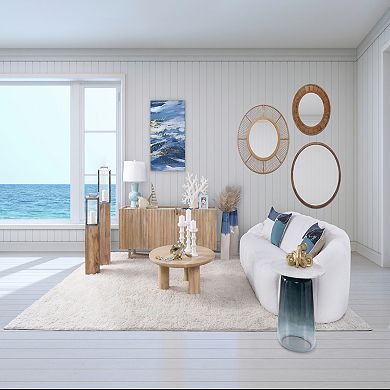 7" Ceramic Standing Fish Statue - Contemporary White Gold Fish Figurine Decorative Accent Coastal