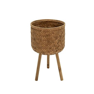 Sagebrook Home Bamboo & Pine Wood Planter Set on Stands, Enhance Your Space