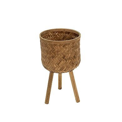 Sagebrook Home Bamboo & Pine Wood Planter Set on Stands, Enhance Your Space