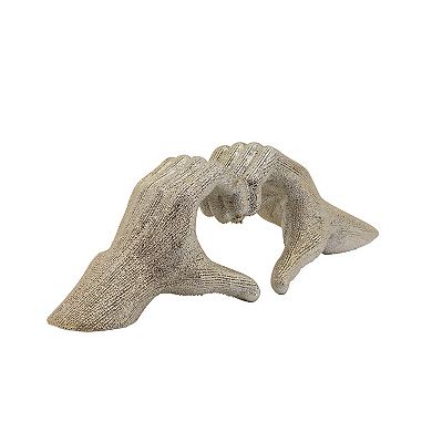 5" Ceramic Heart Hand Sculpture - Contemporary Decorative Heart Shaped Hands Statue Champagne Gold