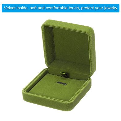 Necklace Storage Ring Case Box Cuboid 2.6x2.6x1.4 Inch Paper Velvet