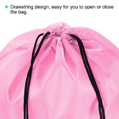 Unique Bargains Nylon Drawstring Bag Bulk Storage Cinch Backpack Sack Pink Adult Unisex Size Small