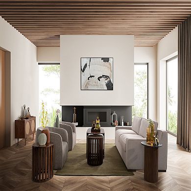 28"h Wood 2-door Sideboard In Brown Finish With Mango Wood, Mdf And Cane Construction