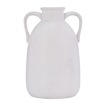 10" Ceramic Vase With Handles - Creative Contemporary White Eared Vase For Decorative Home