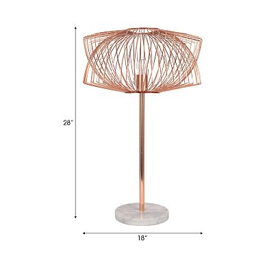 Sagebrook Home Rose Gold Metal Table Lamp, 28 Inch