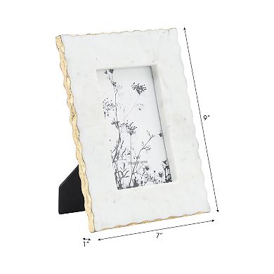 White Marble 4" X 6" Jagged Edges Photo Frame - Contemporary Elegant Picture Frame Display For Home