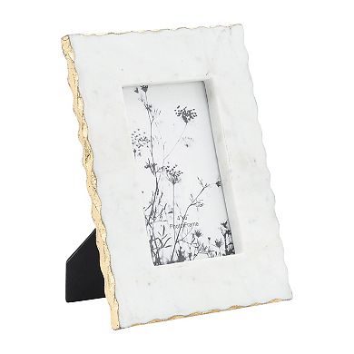 White Marble 4" X 6" Jagged Edges Photo Frame - Contemporary Elegant Picture Frame Display For Home