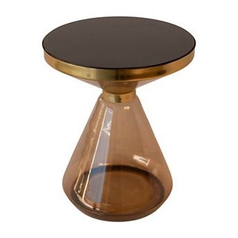 16 in Gold Metal Round Hourglass End Table