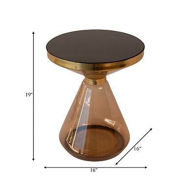 16 in. Gold Metal Round Hourglass End Table
