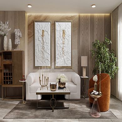 16 in. Gold Metal Round Hourglass End Table