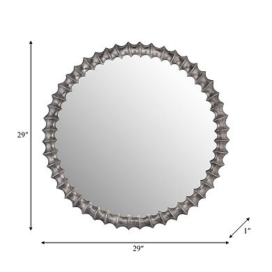 1"wx29" Diameter, Metal Ring Texture Mirror, Brushed Nickel Finish, Contemporary And Stylish Mirror