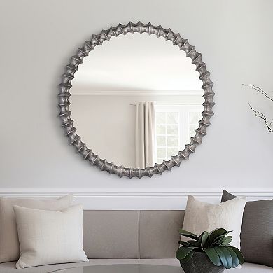1"wx29" Diameter, Metal Ring Texture Mirror, Brushed Nickel Finish, Contemporary And Stylish Mirror
